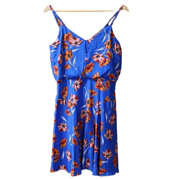 Cece Blue & Orange Tropical Floral Midi Tank Dress 4 - Picture 1 of 10